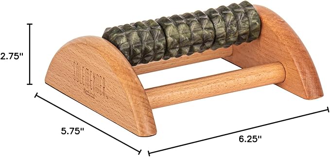 Natural Jade Foot Massager – Stress Relief, Muscle Relaxation and Improved Circulation – Wooden Foot Roller for Plantar Fasciitis, Neuropathy Pain and Deep Tissue Massage at Home