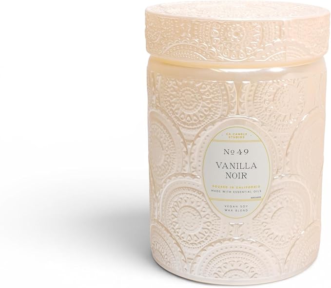 LEOBEN CO – Vanilla Noir Scented Candle – 18oz, Heirloom Collection Design – 80 hr Burn Time – Poured in California Using Vegan Soy Wax and Essential Oils – Made in Small Batches