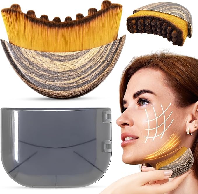 2 PCS Set Lymphatic Contour Face Brush,Stainless Steel Guasha Tool,Lymphatic Drainage Massager for Face,Ergonomically Designed to Fit The Skin Precisely and Relieve Fatigue,Skincare Gift for Women