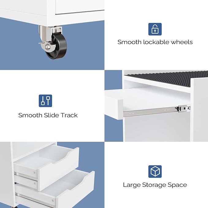 Medical Carts with Wheels, Crash Cart Ultrasound Trolley with Non-Slip Pads, Utility Esthetician Rolling Cart Mobile Storage Organizer for Hospital Clinic Dental Beauty Spa Office Salon Lab, White