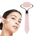 Mini Rose Quartz Roller - Face Roller - Gua Sha Facial Tools, Mini Rollers for Face, Skin Care Kit for Men Women, Guasha Tools for Faces, Facial Care Reduces Under-Eye Puffiness and Dark Circles