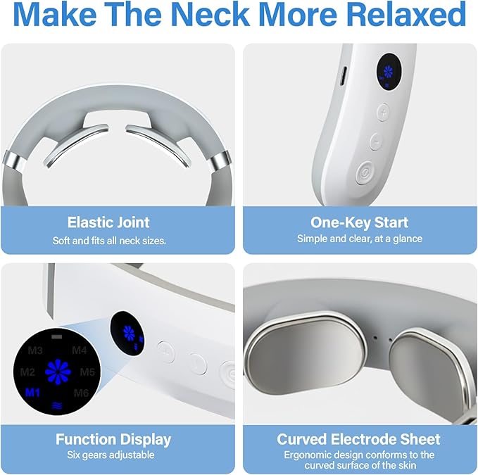 AiRunTech Neck Massager with Heat, Portable Electric Neck Massager with Heat for Painful Shoulder, White, Relaxing Gifts for Men Women, Suitable for Office Home Outdoor Use