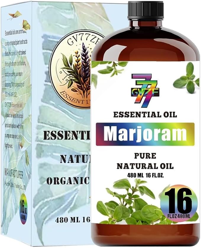 Marjoram Essential Oil - GV77ZF Marjoram Oils for Diffusers, Humidifiers, DIY Candles, Soap, Cleaning, Home, Office, Yoga, Massage, Gifts - 16 fl oz (480 ml)