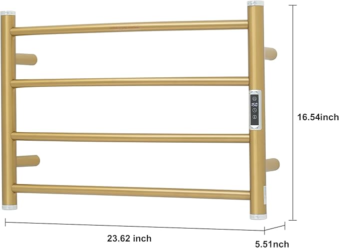 Electric Towel Warmer Rack,Heating Towel Warmer,Timer & Temperature Control,Wall-Mounted Plug-in for Bathroom,Gold,Stainless Steel,4-Bar(16.54x23.62x5.51in)