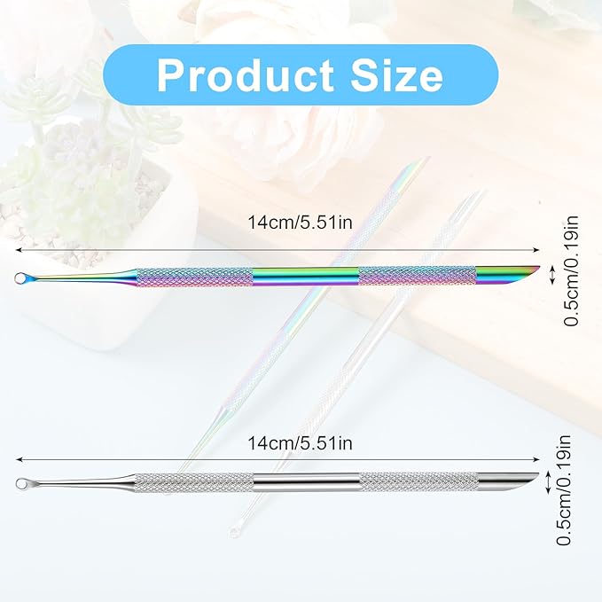 2PCS Pre Treatment Cuticle Pusher Dual Ended Cuticle Remover Stainless Steel Nail Dirt Cleaner Tool For Women Salon Home Fingernails Toenails Manicure Pedicure Nail Art Care Tools