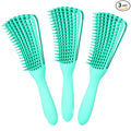 Detangling Brush for Afro American/African Women's Textured 3a to 4c Kinky Wavy/Curly/Coily Hair - Scalp Massaging Comb for Wet/Dry/Oily/Thick/Long Hair (3 pcs, 3-Green)