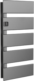 Electric Towel Warmer, Heated Towel Rack with Thermo Control and Timer, Fast Heating Towel Rail for Bathroom with Memroy Function, Work with Smart Plug, Left-Wiring, 5 Panel, Gun Gray