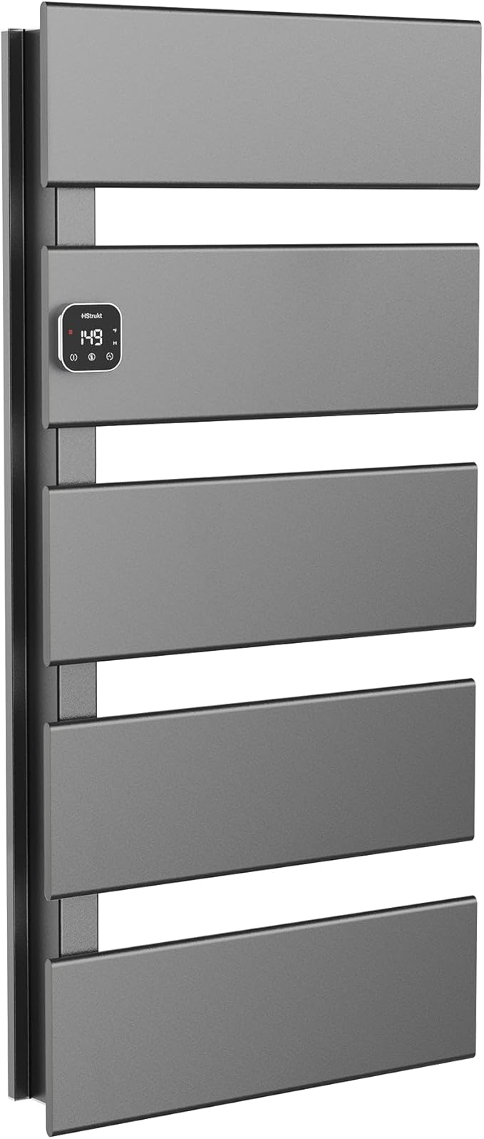 Electric Towel Warmer, Heated Towel Rack with Thermo Control and Timer, Fast Heating Towel Rail for Bathroom with Memroy Function, Work with Smart Plug, Left-Wiring, 5 Panel, Gun Gray