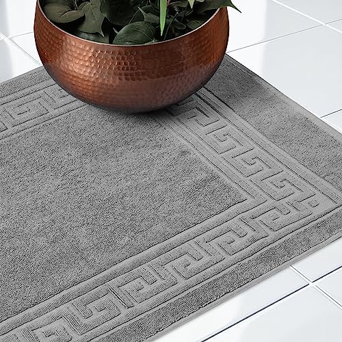 Superior Heavyweight Cotton Bath Mats, Bath Rugs For Bathroom Accessories, Washable Rug For Shower, Bath, Toilet, Modern Decor, No Backing, Luxury Hotel And Spa Quality, Set of 2, 22" x 35", Silver - Image 6