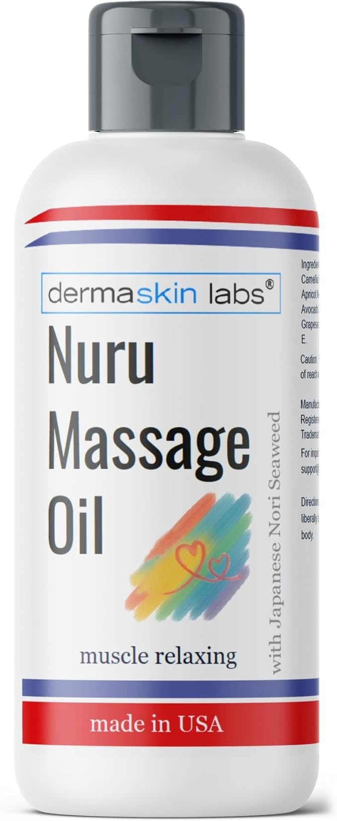 Nuru Massage Oil Body on Body Massage All Natural Relaxing Super Slippery for Sore Muscles, Dry Skin with Japanese Nori Seaweed Made in USA