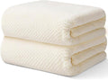 2 Pack Bath Towel Set, Waffle Bath Towel Set, Microfiber Super Soft Highly Absorbent, Sturdy Quick Drying Towels for Bathroom, Gym, Sports, Yoga (2 Piece 27" x 55", 2White)