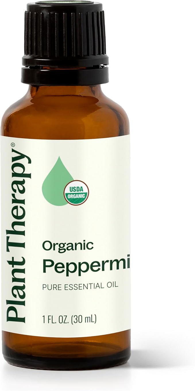 Plant Therapy Organic Peppermint Essential Oil 30 mL (1 oz) (Pack of 2), 100% Pure, Undiluted, USDA Certified Organic, Undiluted, Natural Aromatherapy, for Neck Tension and Muscle Discomfort