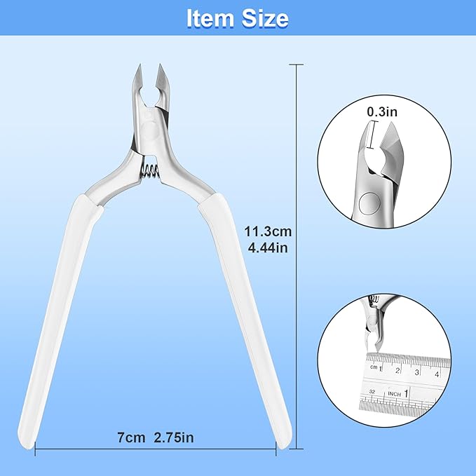 CGBE Cuticle Trimmer, Professional Cuticle Nippers Remover Tools, Non-slip Silicone Handle Cuticle Cutter Remover, Pedicure Manicure Tools for Fingernails and Toenails (White)