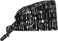 Scrub Cap for Women and Men Boho Black Leaf Pattern Adjustable Breathable Sweatband Hat for Work Kitchen Spa Shower Daily Use