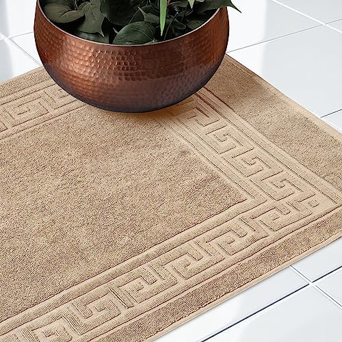 Superior Heavyweight Cotton Bath Mats, Bath Rugs For Bathroom Accessories, Washable Rug For Shower, Bath, Toilet, Modern Decor, No Backing, Luxury Hotel And Spa Quality, Set of 2, 22" x 35", Taupe - Image 6