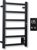 Topdattion Electric Towel Warmer | Super Thin | with Timer & Temperature Multi-Level Adjustments | Hardwired & Plug-in | 6 Bar | Matte Black Finish