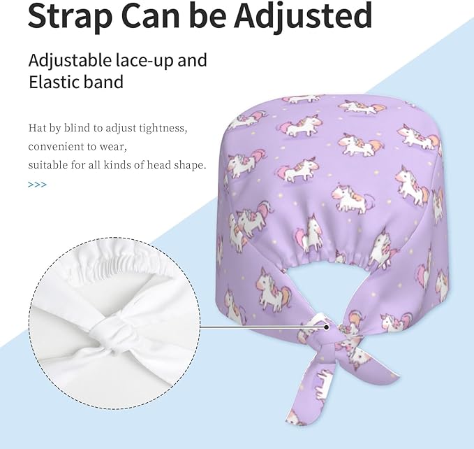 Alligator Ice Cream Working Cap, Scrub Cap with Sweatband, Adjustable Tie Back Hat Breathable Headgear for Women/Men