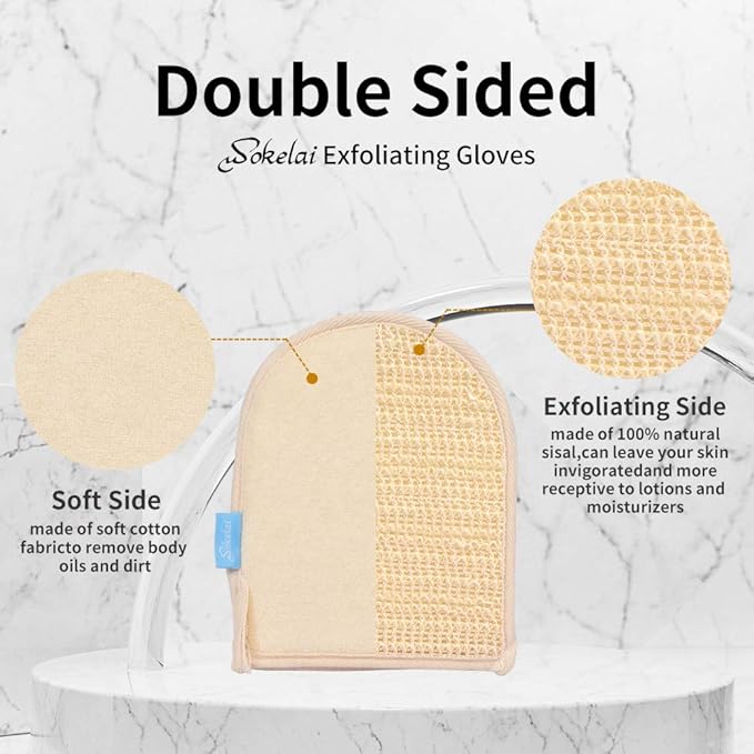 Exfoliating Loofah Mitt Shower Gloves - Bath Glove Body Scrubber Exfoliator for Remove Dead Skin, Loofa Scrub Mittens for Exfoliation, Double-Sided Luffa Sponges Facial Body Pads for Men Women Bathing