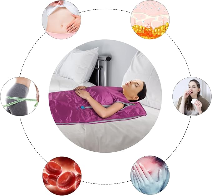 Far Infrared Sauna Blanket, Portable Infrared Sauna for Home, Sauna Bag Body Shaper Blanket, with Remote Control, for Home Relaxation Calm Your Body, Exercise Recovery and Mind, Purple