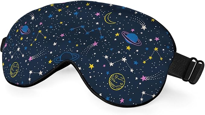 Space Planets Sleep Mask Eye Mask Comets Constellations Stars Night Sky Astronomical Colorful Sleep Mask Adjustable Smooth Soft Eye Masks for Women Deep Rest Travel
