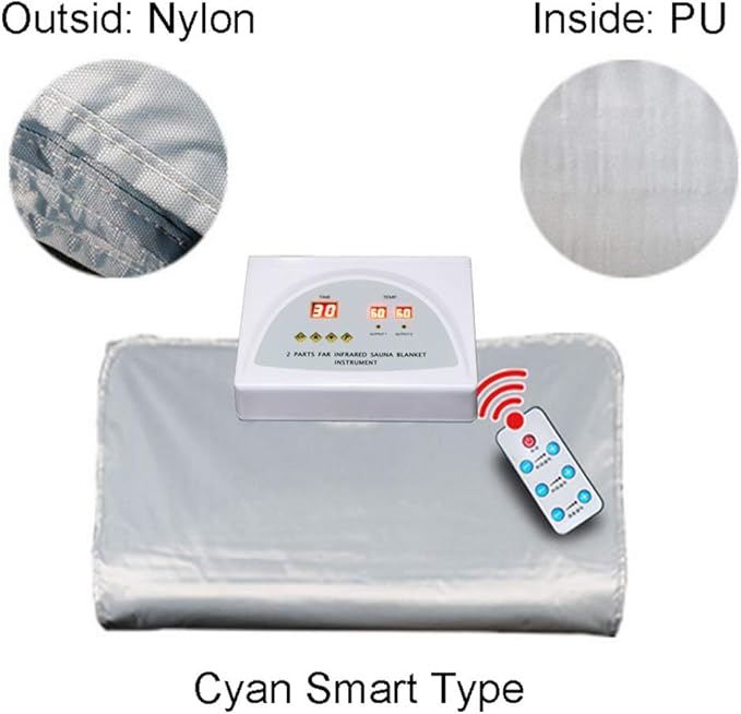 Elitzia Portable Far Infrared Sauna Blanket for Home Dual-Zone Heating Remote Control 95-176°F Adjustable Waterproof & Easy Clean Oxford Fabric Overheat Protection 70.9"x31.5" Silver