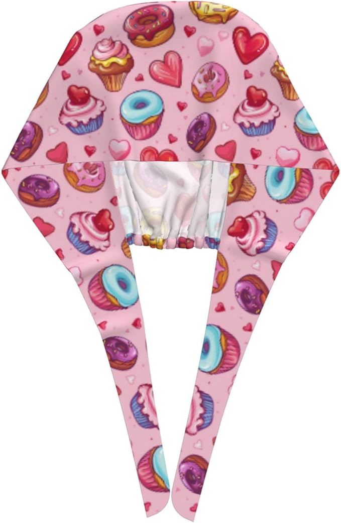 Alligator Ice Cream Working Cap, Scrub Cap with Sweatband, Adjustable Tie Back Hat Breathable Headgear for Women/Men