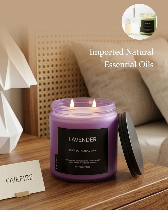 Lavender Scented Candle for Relaxation, 13oz Soy Wax Candle, 70–80 Hour Burn Time, Calming Home Fragrance, Clean Burning Candle, Gift for Women Men, Bedroom & Self Care Use