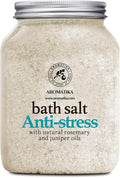 De-Stress Bath Salt 46 Oz - 100% Natural & Pure Salt Essential Oils Rosemary & Juniper - Best for Good Sleep - Relaxing - Calming - Body Care - Beauty - Aromatherapy - Stress Relief