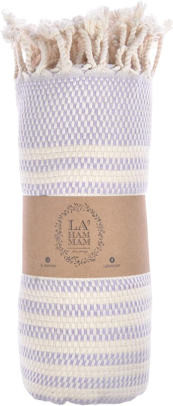 Personalized Embroidered Beach Towel | Throw Blanket, Easy Carry Sand Free, Highly Absorbent, Quick Dry, Turkish Towels for Camping Bath Sauna Beach Gym Pool Yoga SPA by Lahammam, Shiran, Lilac