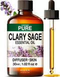 100% Pure Clary Sage Oil - 1.02 Fl Oz Clary Sage Essential Oil for Hair, Skin, Diffuser, Aromatherapy & DIY Soap Making Scent