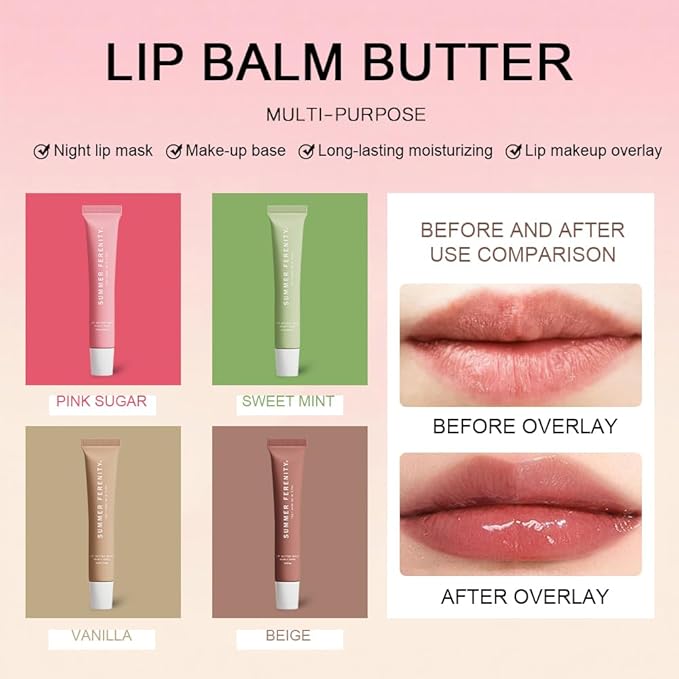 Summer Lip Butter Balm - Conditioning Lip Mask,Ultra-Hydrating,Instant Moisture, Shine,Hydration - Sheer-Tinted,Soothing Lip Care - Vanilla (0.5 Oz)