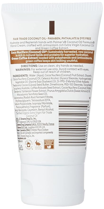 Palmer's Coconut Oil Formula Hand Cream with Green Coffee Extract, 2.1 Ounce (Pack of 2)