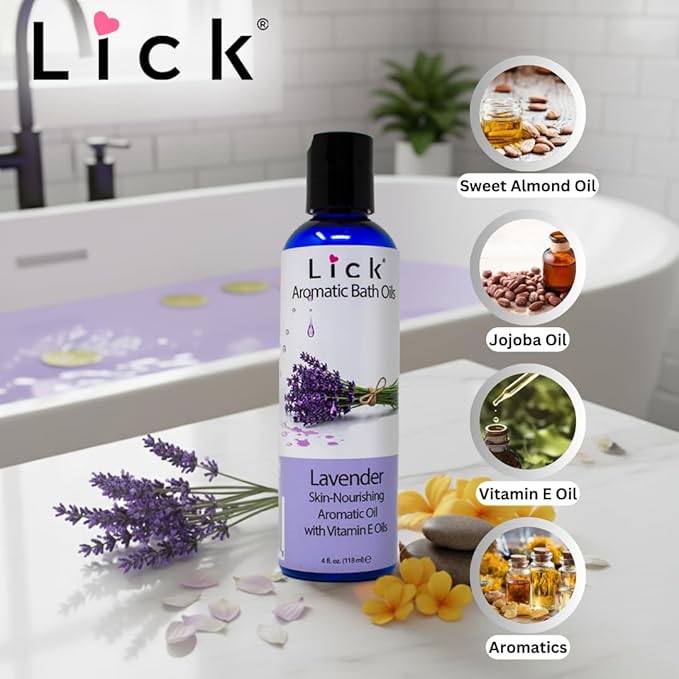 Lick Lavender Aromatic Bath Oil - Calming Floral Scents - Aromatherapy Oils for Bath Relaxation, 4 oz