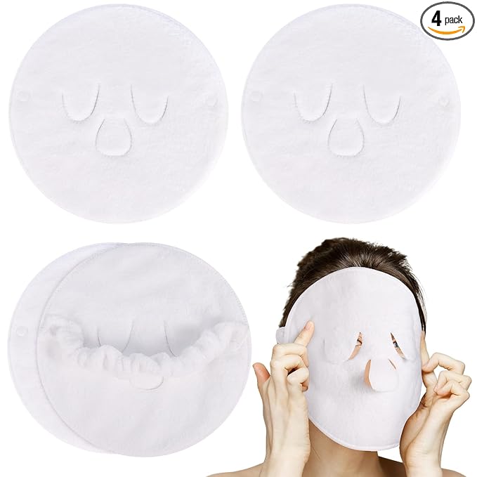 Face Steaming Towel, 4 Pack Reusable Face Towel Cold Hot Compress Facial Steamer Moisturizing Beauty Skin Care Spa Towels for Women Girls Skin Face Care Beauty Salons