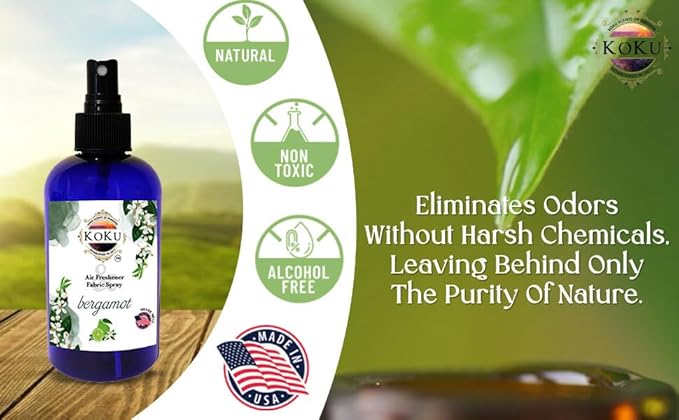 Bergamot Air Freshener - Room Spray - Odor Eliminator - Deodorizer - Car Air Freshener - Home Spray - Linen Spray - Fabric Refresher - Non-Toxic - Alcohol Free - Made in USA (4 Oz)