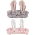 musejoy 2 Pcs Headband Bunny Ears Headband Cute Spa Headbands for Washing Face Skincare Makeup Headbands for Women Girls Trendy Stuff Present Soft Coral Fleece Hair Accessories(Grey+Dusty Pink)