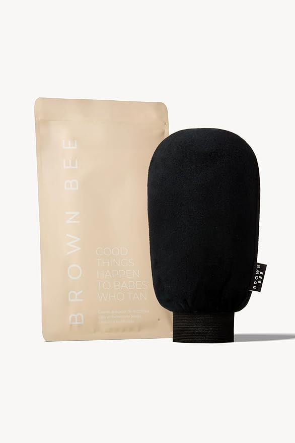 Brown Bee Self Tanning Application Mitt – Reusable Microfiber Mitt for Streak-Free Self Tanner, Even Bronze & Clean Hands