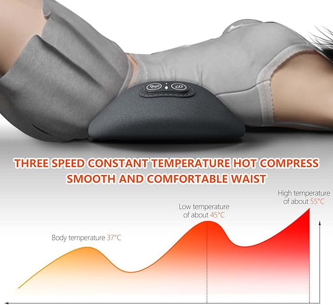 Electric Back Massager for Sciatica Pain Relief, 3-in-1 Lumbar Support Device with Traction & Heat, Soothing Spine Massager for Lower Back Pain Relief, Neck and Back Massage Pillow