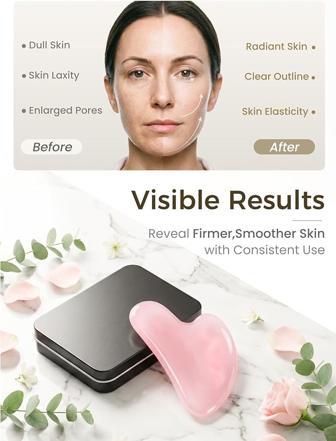 Gua Sha Facial Tools, Guasha Tool for Face Acupuncture Therapy Trigger Point Treatment, Gua Sha Scraping Massage Tool (Pink)