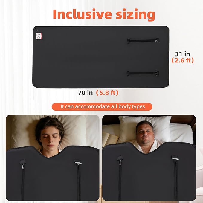 FAHKNS Infrared Sauna Blanket, Foldable Sleep Bag at Home, Portable Sauna Bag for Weight Loss and Detox, Red Light Blanket Full Body with Adjustable 30-60 Mins Timer, 95-176 ℉, 5.8Ft X 2.6 Ft