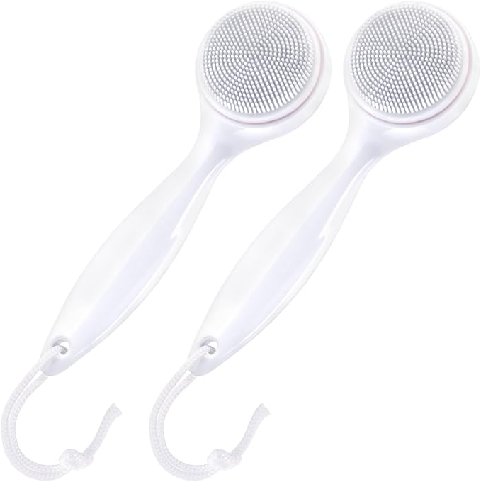 HINZIC 2 Pack Silicone Manual Facial Cleansing Brush, Skin Friendly Waterproof Face Cleaning Scrubber Exfoliator Cleanser for Blackheads Whiteheads Makeup Residues Removal- White