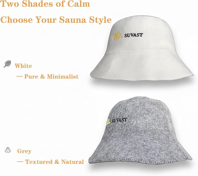 100% Wool Sauna Hat, Natural Felt Heat-Resistant Cap for Steam Room & Spa,