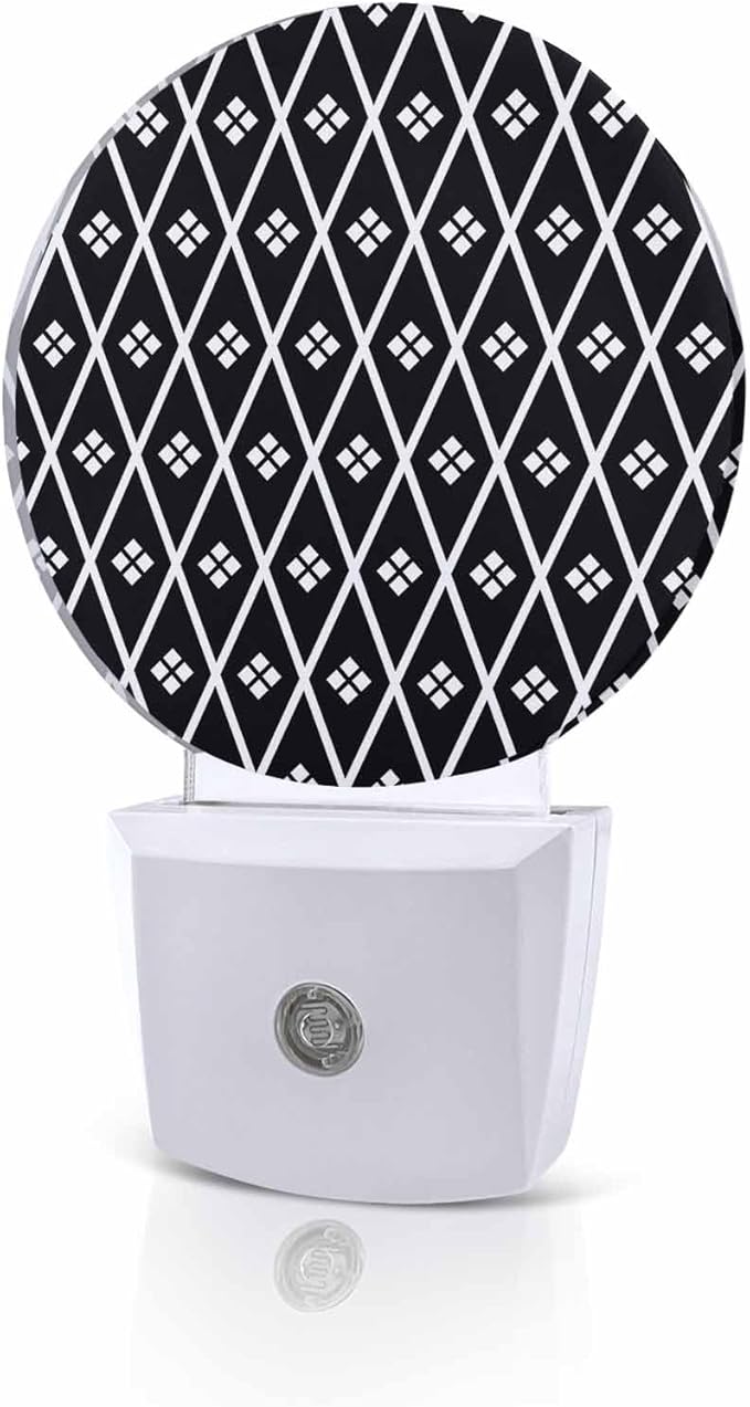 Night Lights Auto Sensor Black Diamond Night Light Geometric Rhombus Round Lamp Plug-in LED Nightlights Dusk to Dawn for Living Room Bedroom Bathroom Hallway Wall Decor
