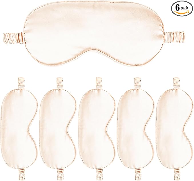 6PACK Silk Sleep Mask Satin Eye Masks Blackout Silky Eyeshade Cover Soft Blindfold Eyeshades for Women Sleeping Travel Gift