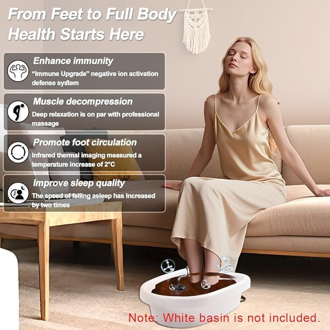 Portable Ionic Detox Foot Spa Machine, Ion Cleanse Foot Care Kit with Array, Disposable Accessories & Power Adapter for Home Salon Use