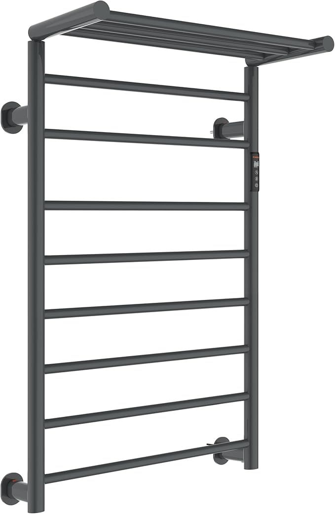 Foldable Heated Towel Rack, Dual-Zone Electric Towel Warmer Rack with Timer, GFCI Plug-in or Hardwired, Wall-Mounted, Drill-Free Installation, Twilight Grey, CA3-1100X550-Standard-TG