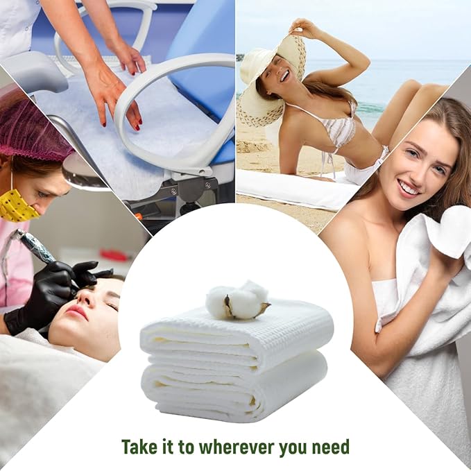 Disposable Hair Drying Towels, 100 Count Super Absorbent Large Luxury, Salon & Spa Camping Trips for Hair, Face, Body Use（16" x 31.5"）