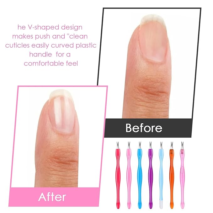 14 Pcs Cuticle Fork, Multicolor Plastic Double Sided Cuticle Trimmer with 7 Colors, Versatile Cuticle Cutter and Trimmer for Nail Care and Craft Projects
