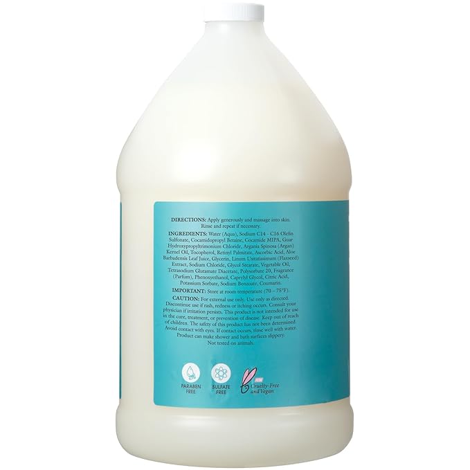 Ginger Lily Farms Salon Formula 100% Pure Morocco Argan Oil Body Wash for All Skin Types, 100% Vegan & Cruelty-Free, 1 Gallon Refill (Pack of 4)