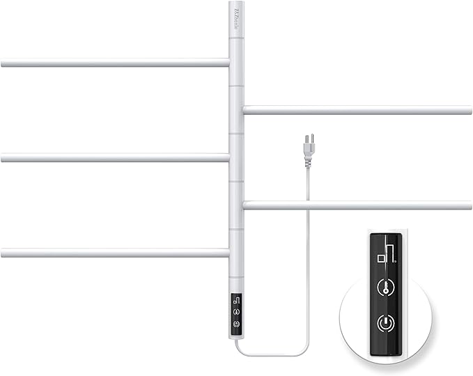 Z&Zhanle Heated Towel Racks for Bathroom - Warmers Rotating Electric Warmer with Built - in Timer, Hard-Wired/Plug-in,Whitek (White)
